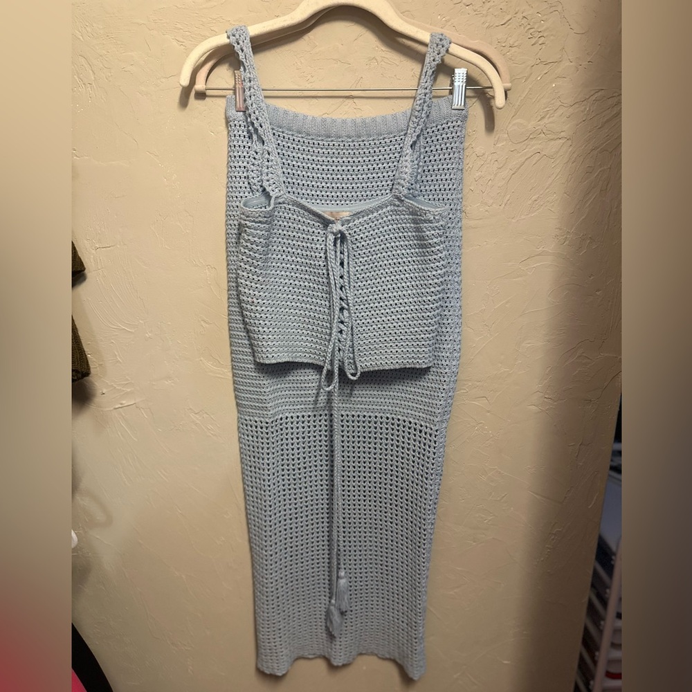 Blue Two Piece Crochet Dress - small/medium